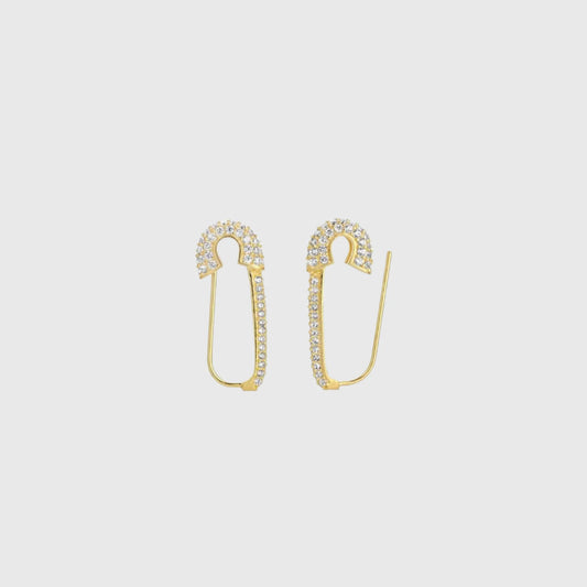 ICED OUT SAFETY PIN EARRINGS