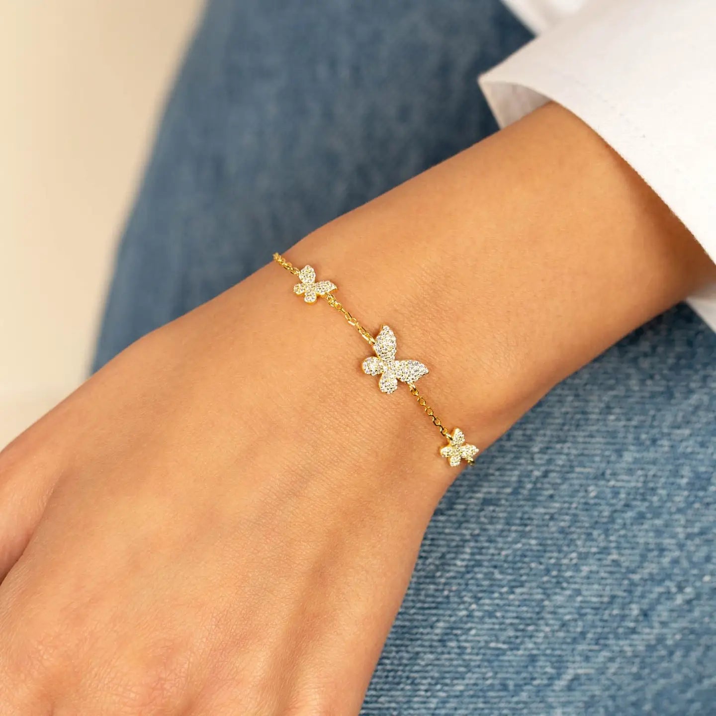 BLINGED TRIPLE BUTTERFLY BRACELET