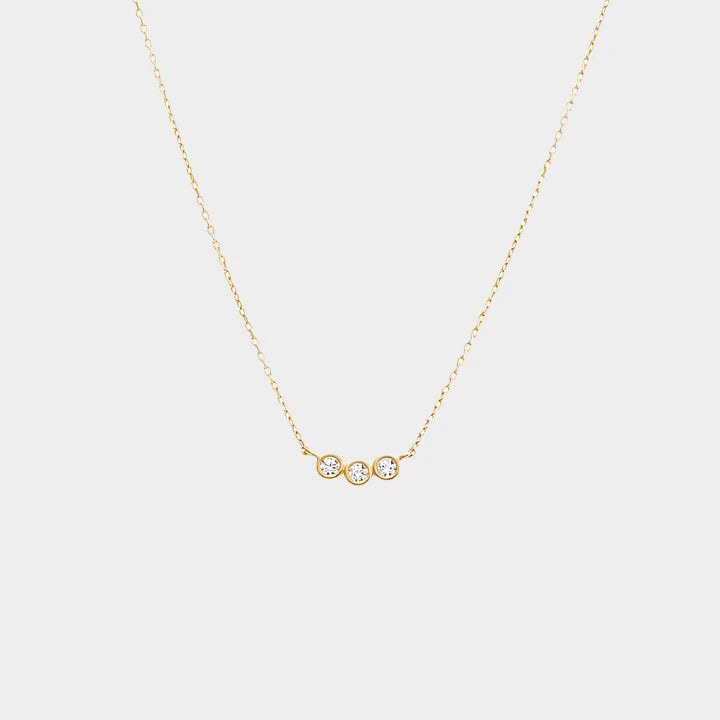 14K GOLD TRIPLE BEZEL PENDANT NECKLACE