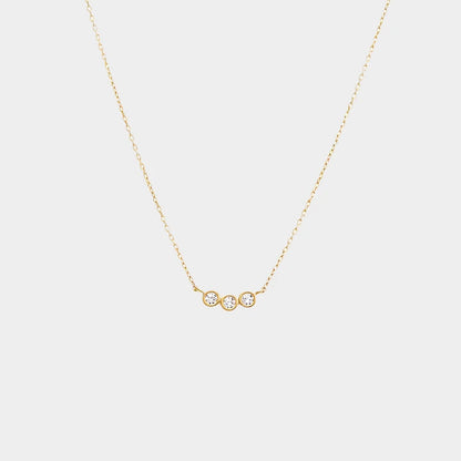 14K GOLD TRIPLE BEZEL PENDANT NECKLACE