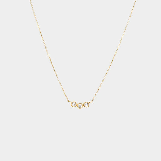 14K GOLD TRIPLE BEZEL PENDANT NECKLACE