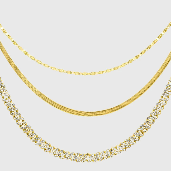 SHARI ADJUSTABLE GOLD CHAIN NECKLACE SET