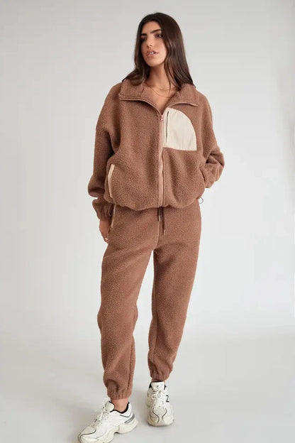 TEDDY FLEECE PANTS - "LATTE"