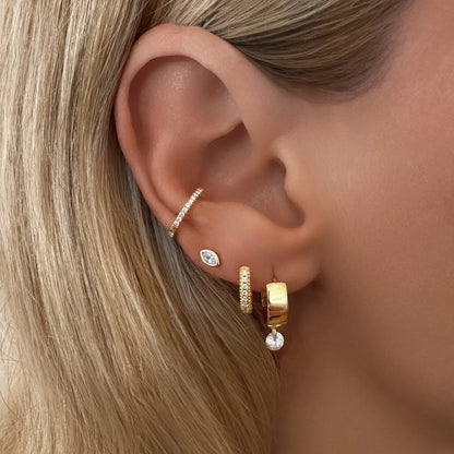 TRIPLE ROW MINI HUGGIE HOOP EARRINGS