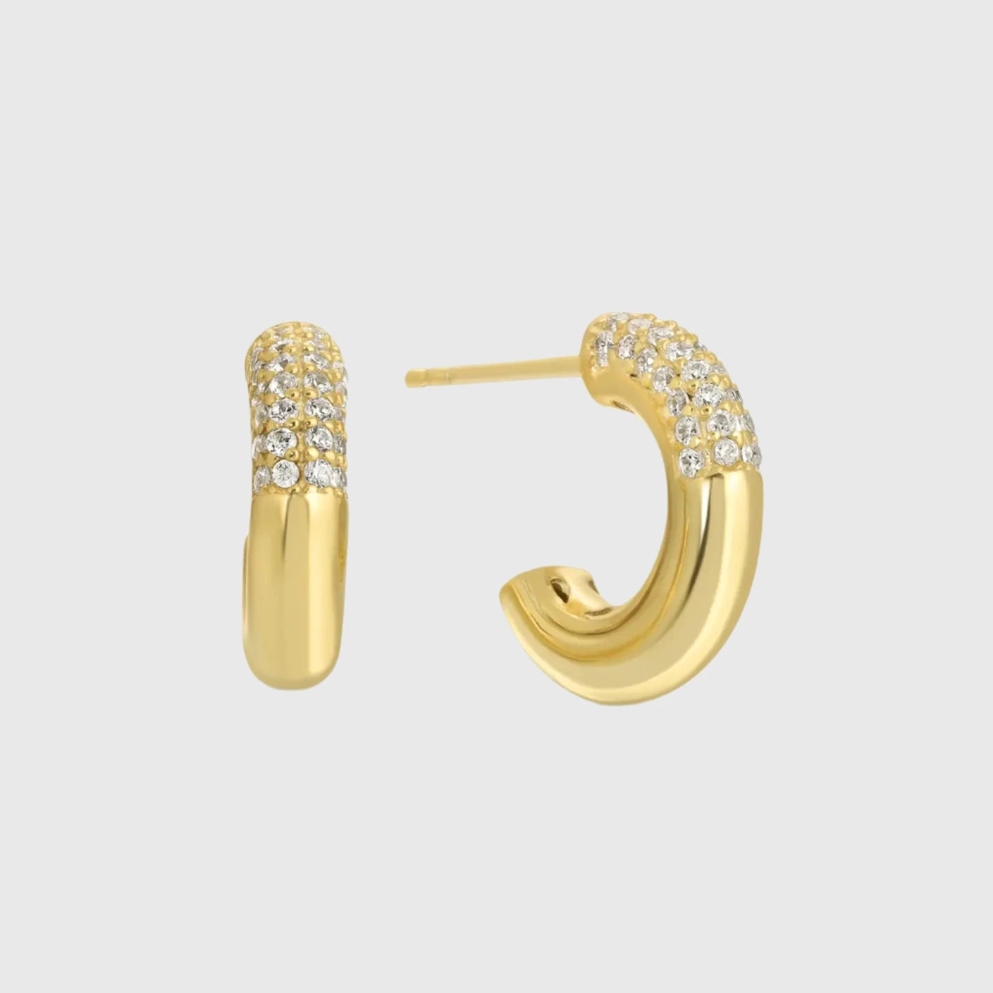 PAVE SOLID HUGGIE EARRINGS