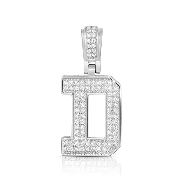 LARGE SILVER BLOCK INITIAL CHARM NECKLACE