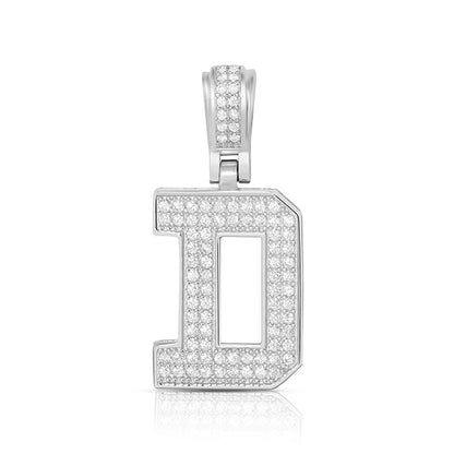 LARGE SILVER BLOCK INITIAL CHARM NECKLACE