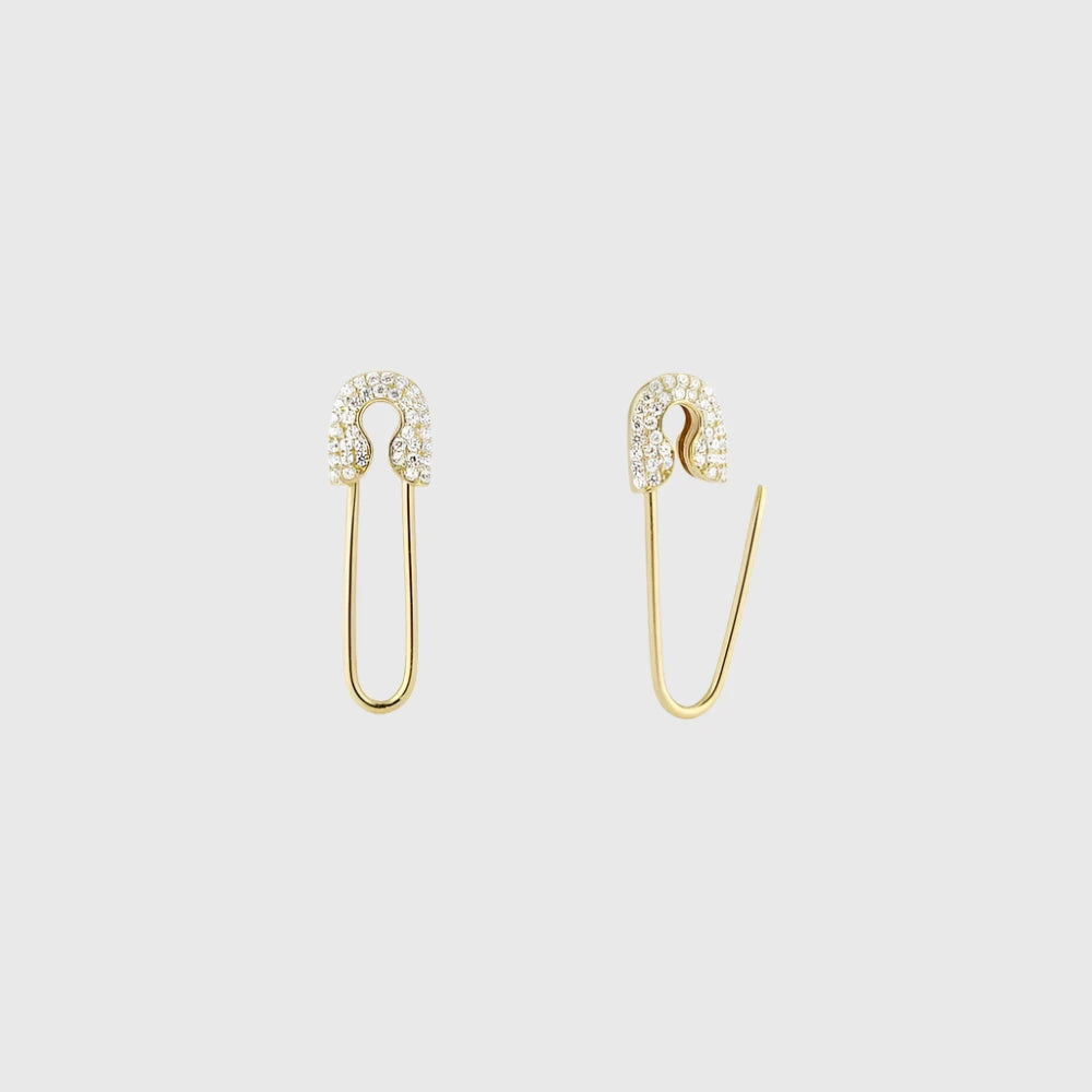 SOLID PAVE SAFETY PIN EARRINGS