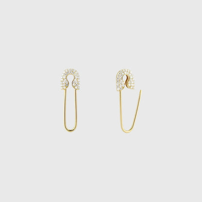 SOLID PAVE SAFETY PIN EARRINGS