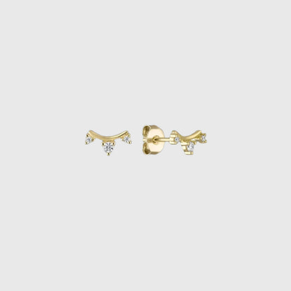 TRIO DIAMOND CURVED STUD EARRINGS