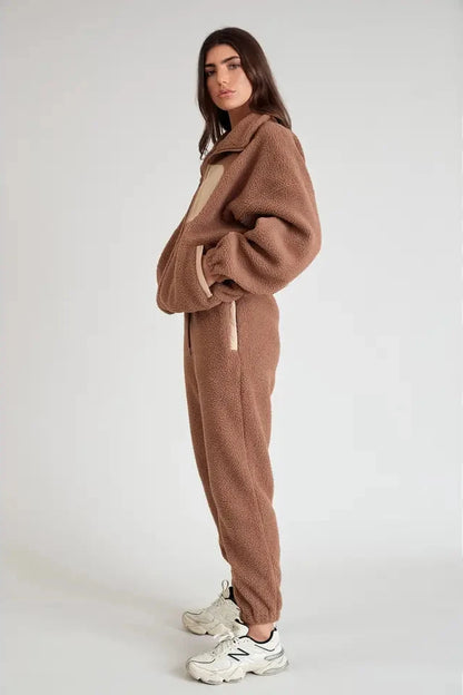 TEDDY FLEECE PANTS - "LATTE"