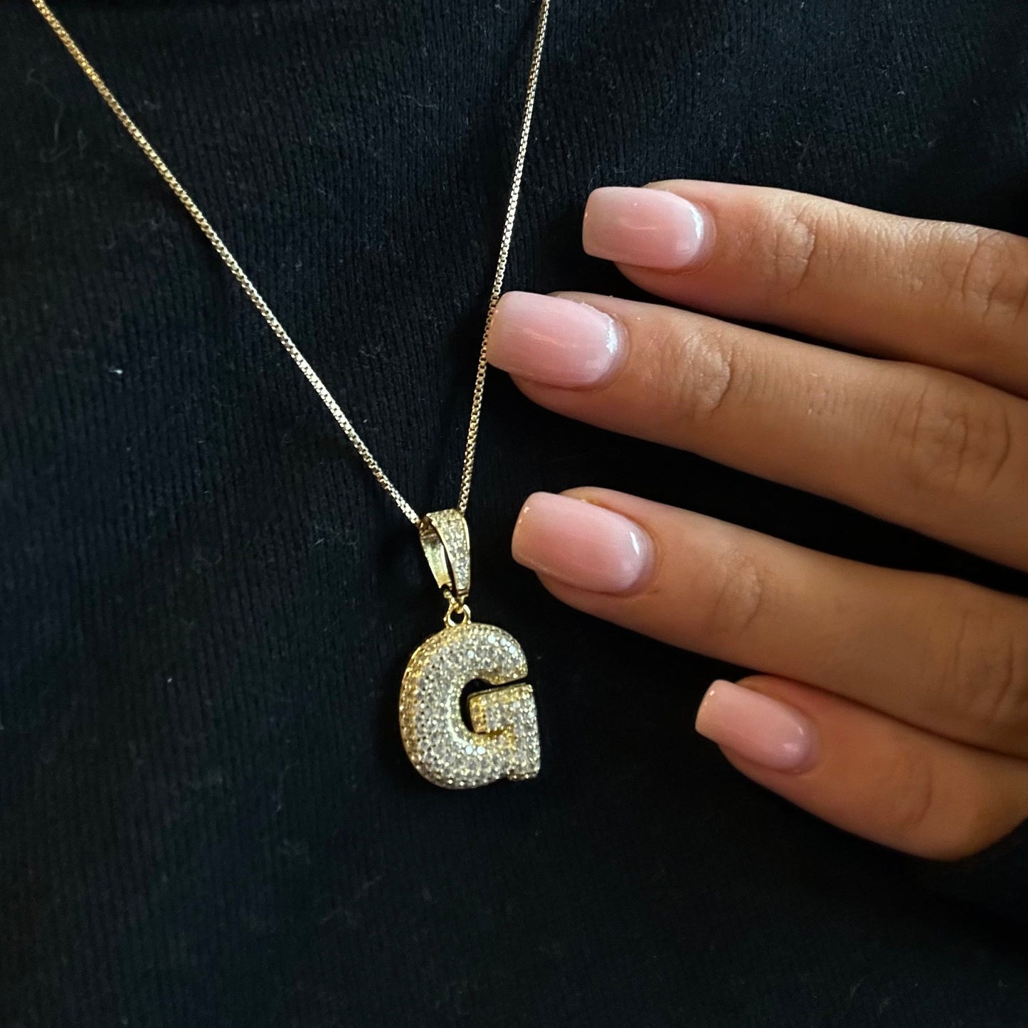 BABY ICED OUT INITIAL CHARM NECKLACE