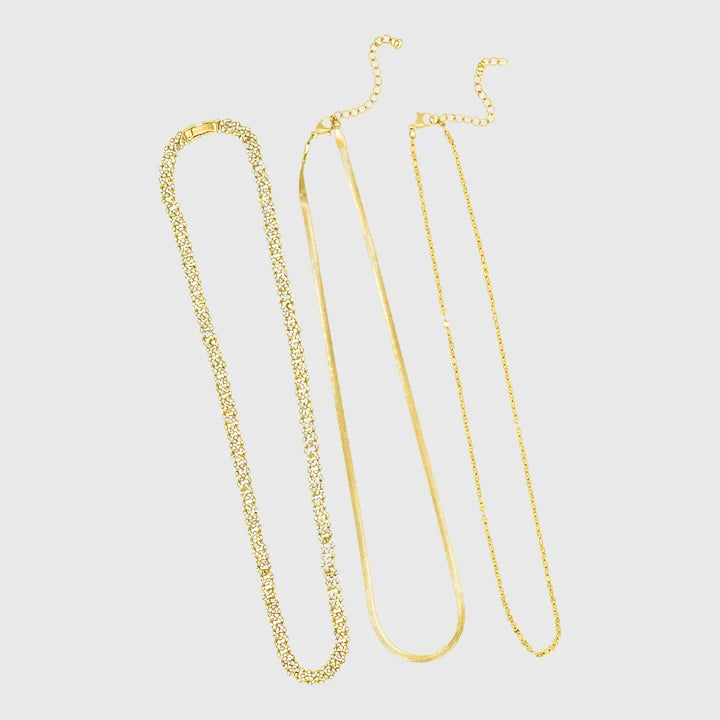 SHARI ADJUSTABLE GOLD CHAIN NECKLACE SET