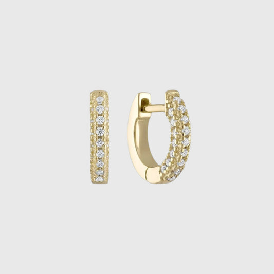 TRIPLE ROW MINI HUGGIE HOOP EARRINGS