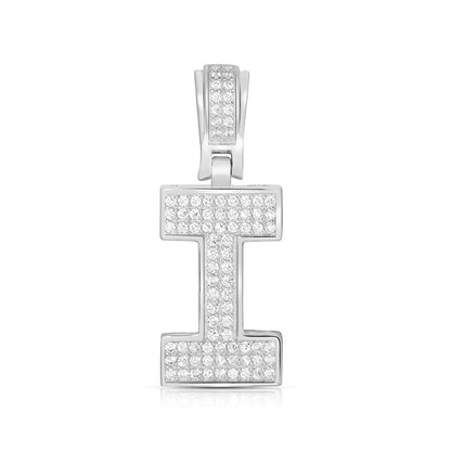 LARGE SILVER BLOCK INITIAL CHARM NECKLACE