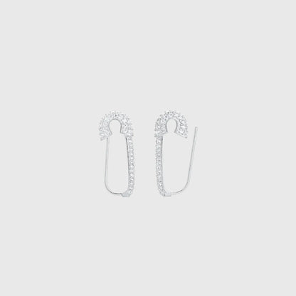 ICED OUT SAFETY PIN EARRINGS