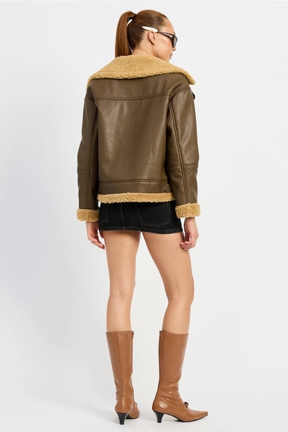 SHEARLING MOTO JACKET - "CAMEL"