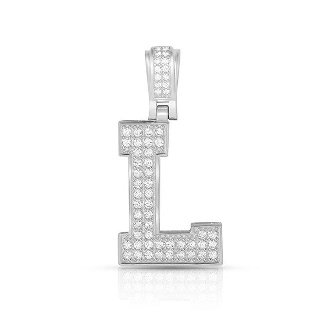 LARGE SILVER BLOCK INITIAL CHARM NECKLACE