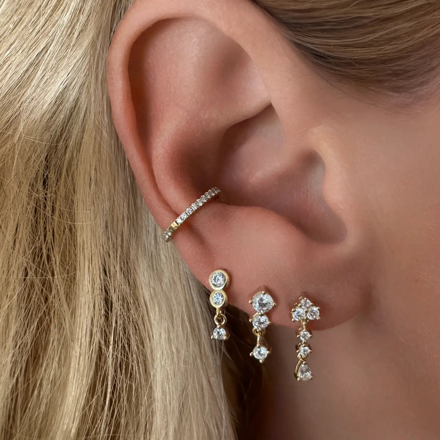 CLUSTER DANGLE STUD EARRINGS