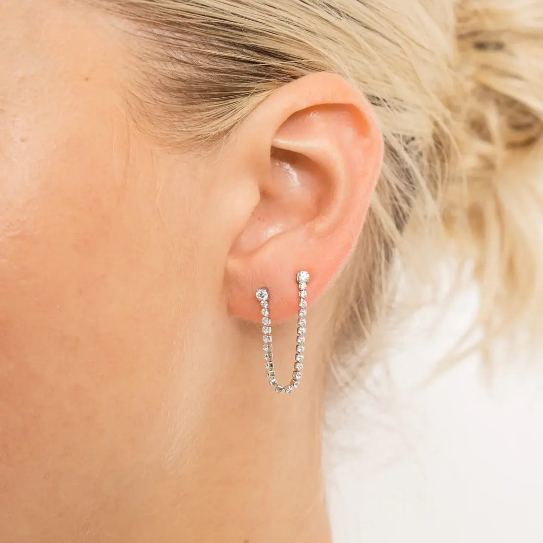 PAIGE DOUBLE STUD TENNIS EARRINGS