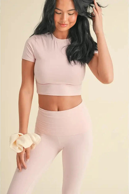 SOFIA SOFT KNIT JERSEY CROP - "STRAWBERRY MILKSHAKE"