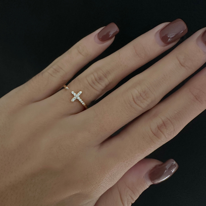 MARIA OPEN CROSS RING