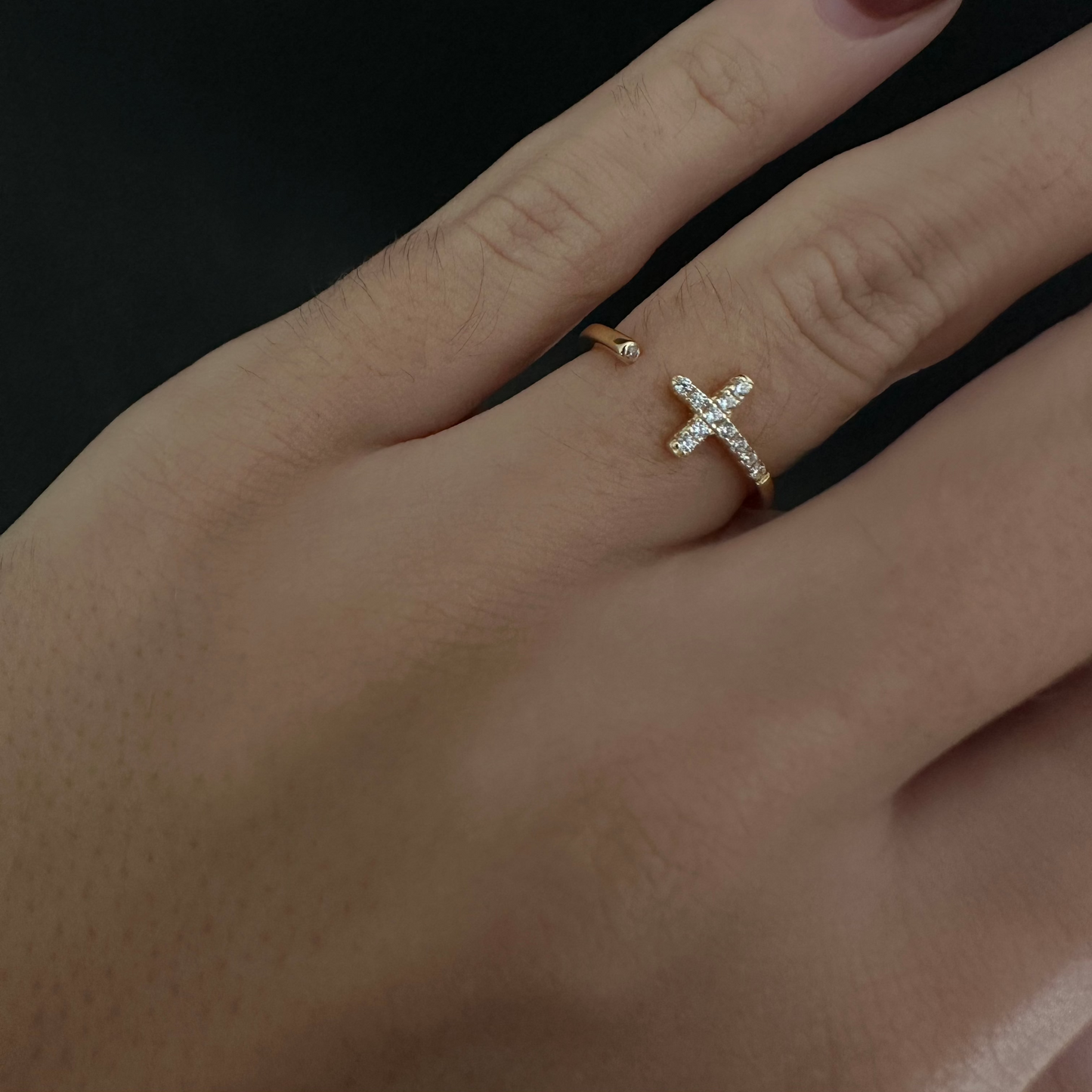 MARIA OPEN CROSS RING