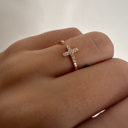 MARIA OPEN CROSS RING