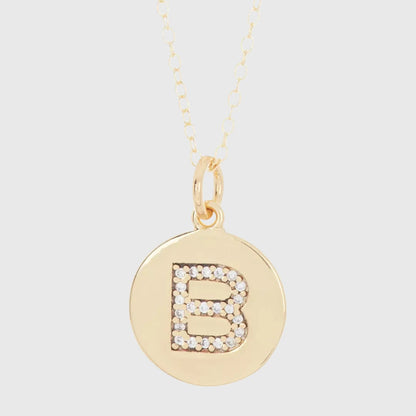 PAVE INITIAL DISC NECKLACE