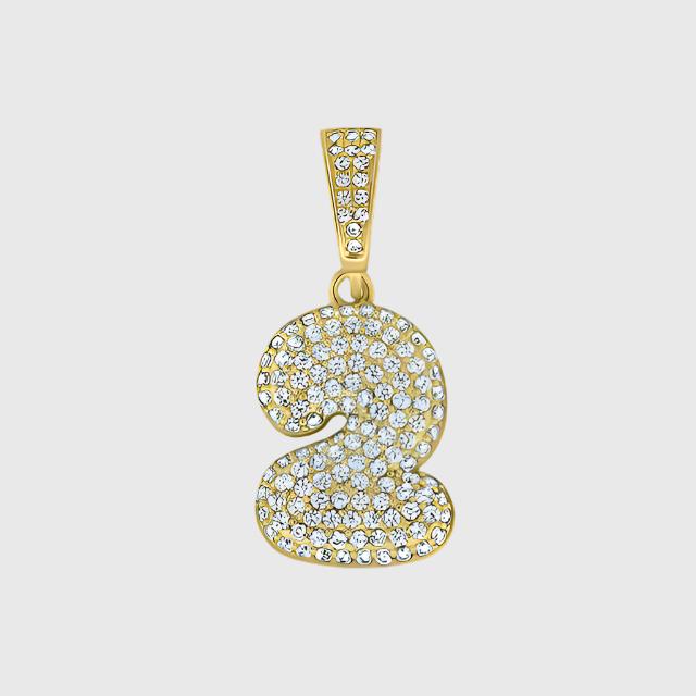 BABY GOLD ICED OUT NUMBER CHARM NECKLACE