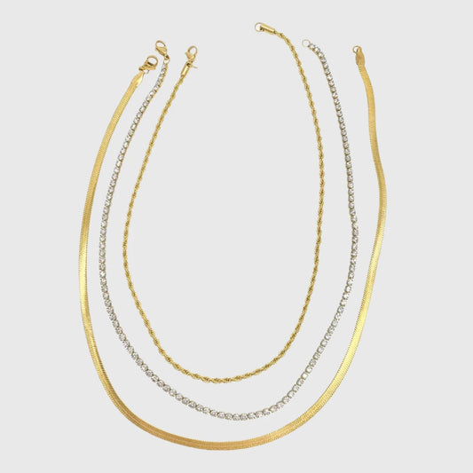 HERRINGBONE TENNIS NECKLACE SET