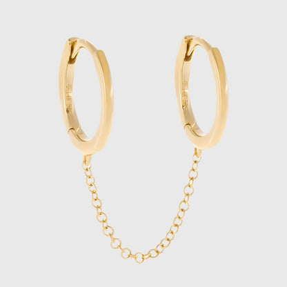 14K GOLD DOUBLE HUGGIE CHAIN EARRING