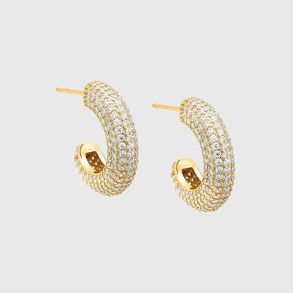 MINI JUMBO PAVE HOOP EARRINGS