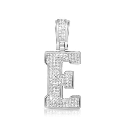 LARGE SILVER BLOCK INITIAL CHARM NECKLACE