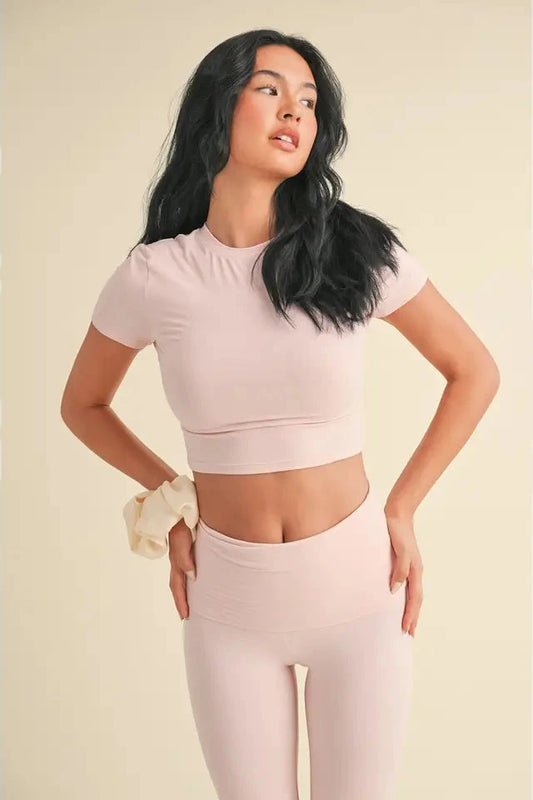 SOFIA SOFT KNIT JERSEY CROP - "STRAWBERRY MILKSHAKE"