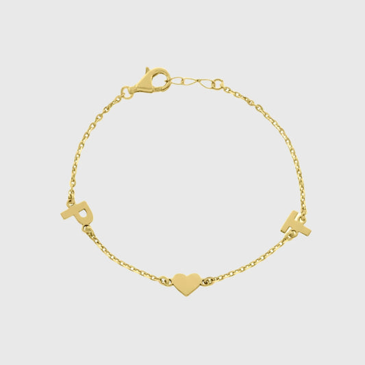 GOLD HEART INITIAL BRACELET