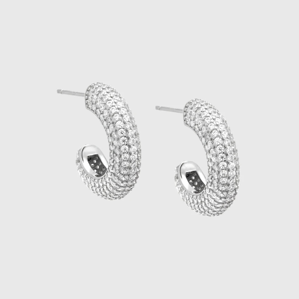 MINI JUMBO PAVE HOOP EARRINGS