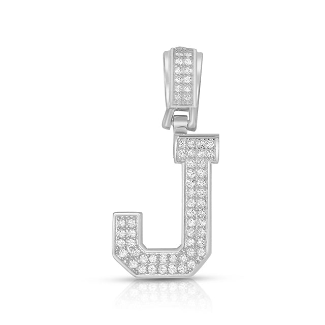 LARGE SILVER BLOCK INITIAL CHARM NECKLACE