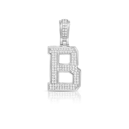 LARGE SILVER BLOCK INITIAL CHARM NECKLACE