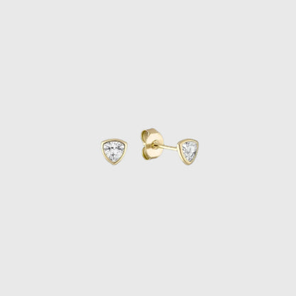 BEZEL TRILLION CUT STUD EARRINGS