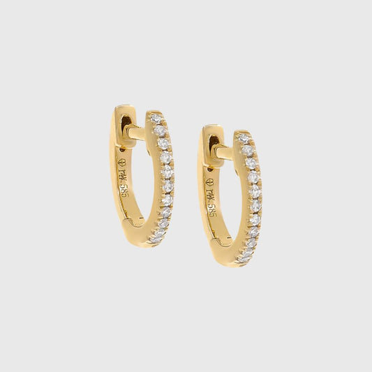 14K GOLD CLASSIC DIAMOND HUGGIE EARRINGS