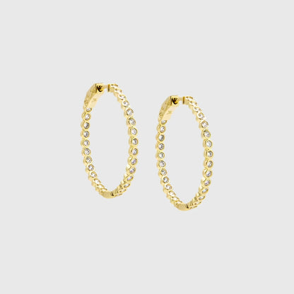 TANA ROUND BEZEL HOOP EARRINGS