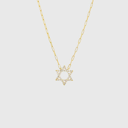 SOLITAIRE BAGUETTE STAR OF DAVID NECKLACE