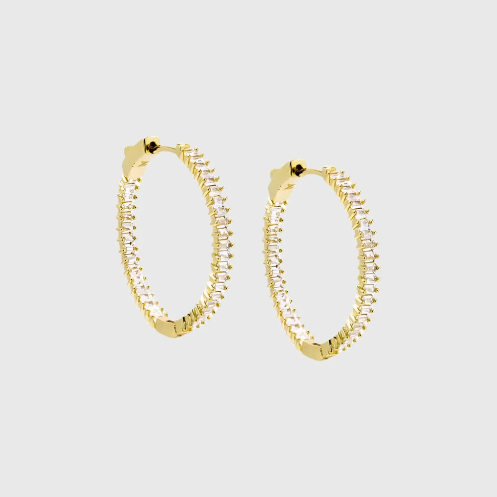 FANCY BAGUETTE HOOP EARRINGS