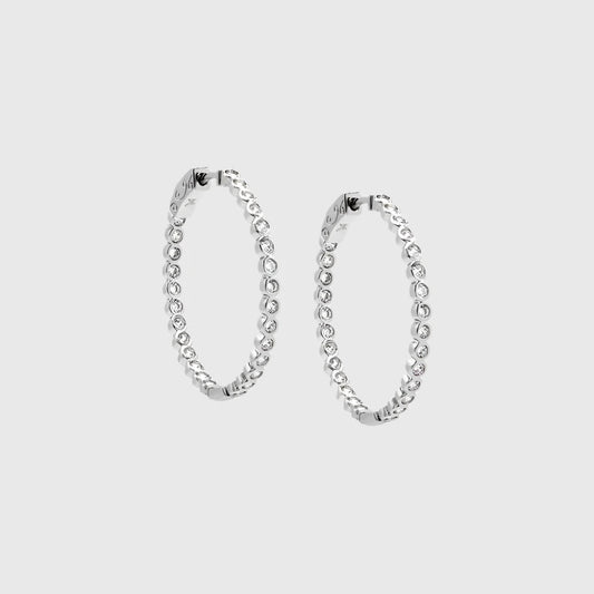 TANA ROUND BEZEL HOOP EARRINGS