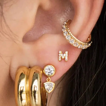 DIAMOND INITIAL STUD EARRINGS