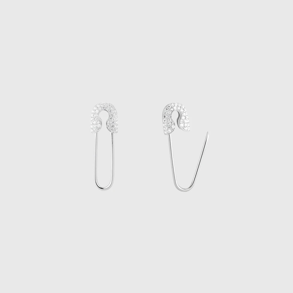 SOLID PAVE SAFETY PIN EARRINGS